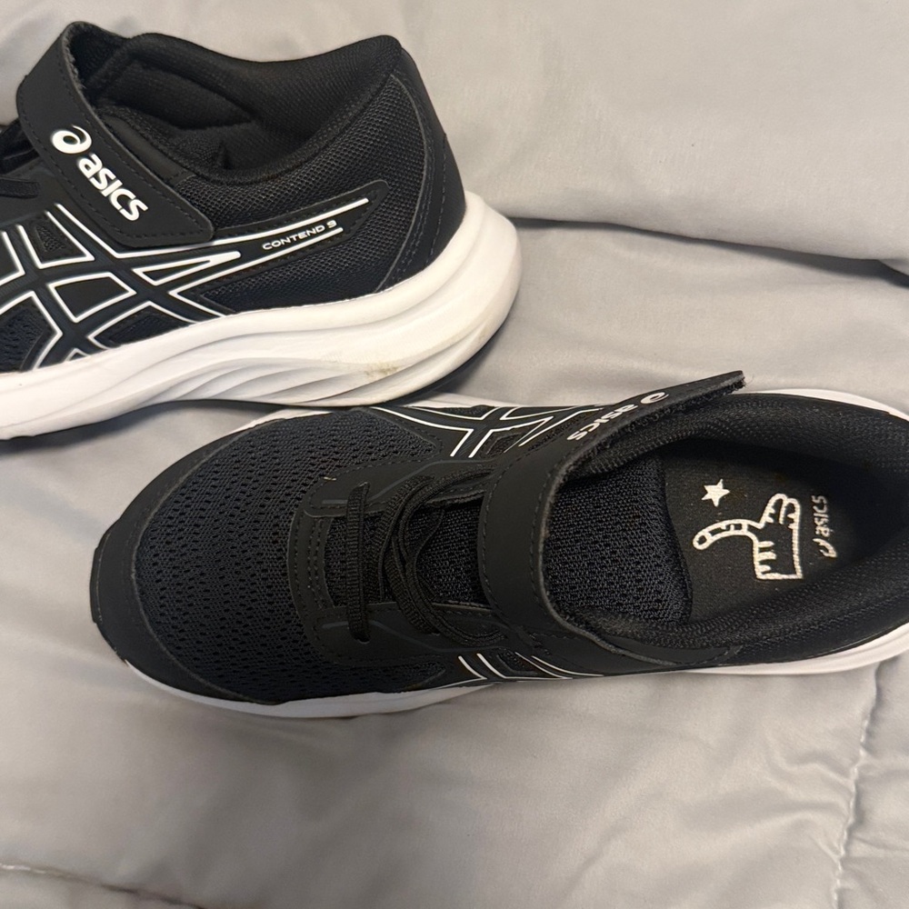 ASICS CONTEND 9 Kids Black and White Sneakers strap closure size 3 little kid - Picture 3 of 5